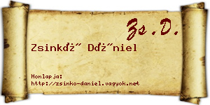 Zsinkó Dániel névjegykártya